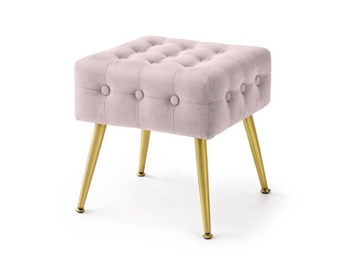 Tabouret rembourré en velours 40 cm QUADRA Rose Poudré