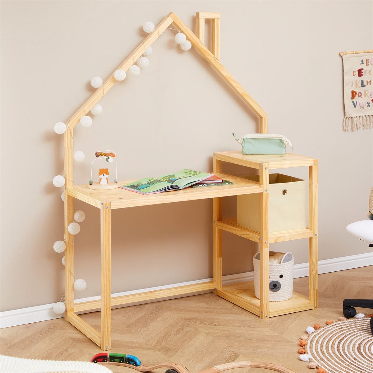 IDIMEX Kinderbureau NIVIA met opbergvakken - naturel