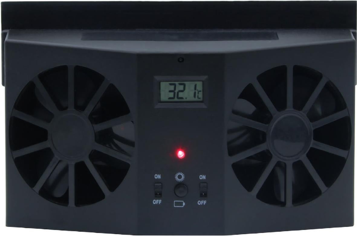 Gistuch Dubbele Zonnepaneel Auto-ventilator, Energiebesparend en Draagbaar, Zwart