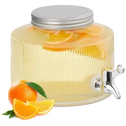 Relaxdays Dekorativer Getränkespender 2,8 Liter Silber,Transparent