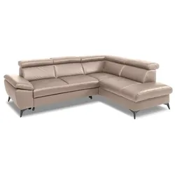 Ecksofa Rio Leder Grau Taupe