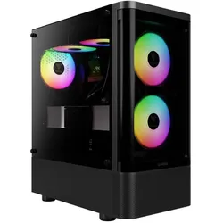 Gamdias Boitier Moyen Tour ATX Talos E3 CG RGB avec panneaux vitrés (Noir) (ATX), PC Gehäuse, Schwarz