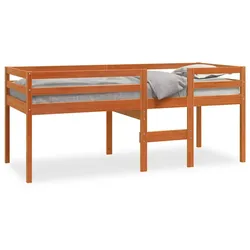 vidaXL Hochbett Wachsbraun 90x200 cm Massivholz Kiefer