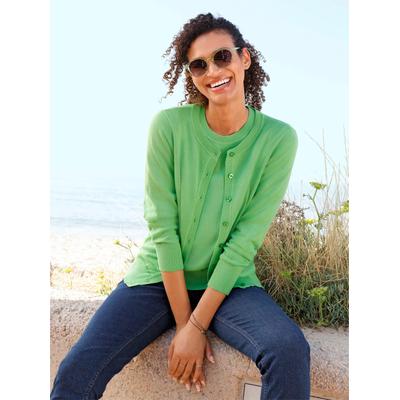 Strickjacke CASUAL LOOKS, Damen, Gr. 40, grün (apfel), 100% Baumwolle, unifarben, Strickjacken Strickjacke