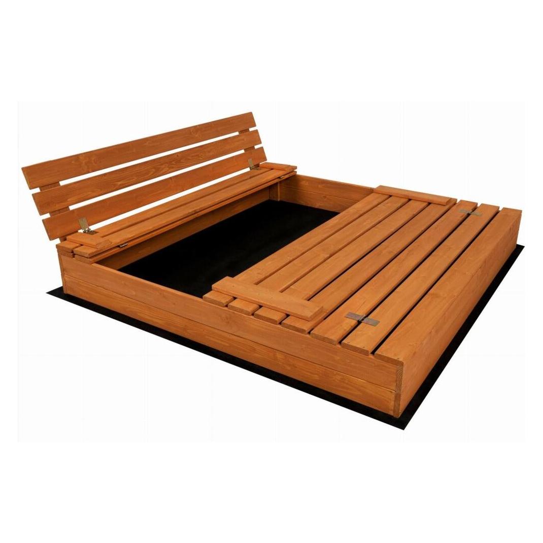 Sand tropic Holzsandkasten mit Bänken und Zubehör 100x100cm (imprägniert) (SB0000001523)