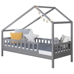 Hausbett Lou ca. 90x200 cm Holz Hellgrau