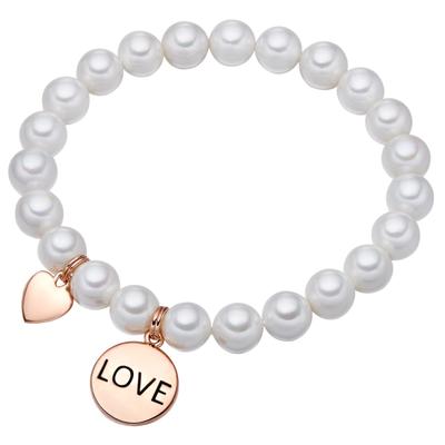 Perlenarmband LULU & JANE "LJ129", rosa (weiß), Armbänder, Damen, Messing, Perlenarmband, Messing