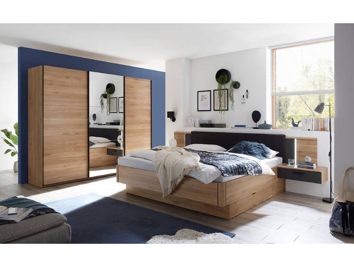 Beleuchtete Bettanlage Elbarrena 180 x 200cm Braun/Grau