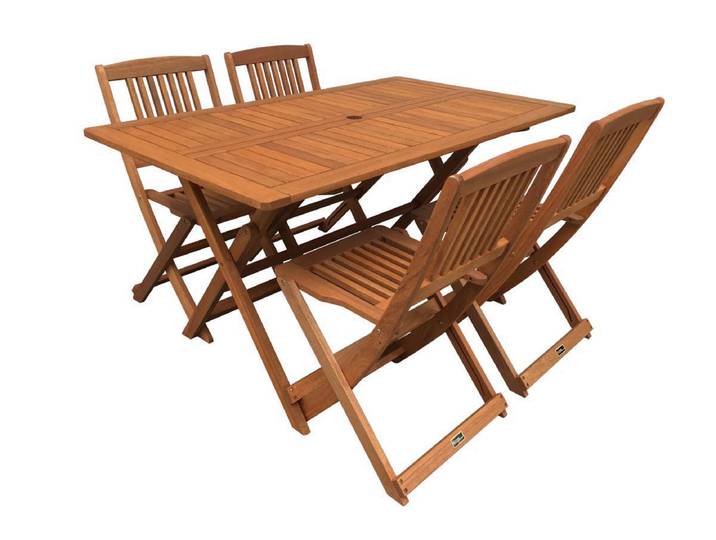 Table et chaises de jardin en bois exotique Hongkong 4 - Maple - Marron clair