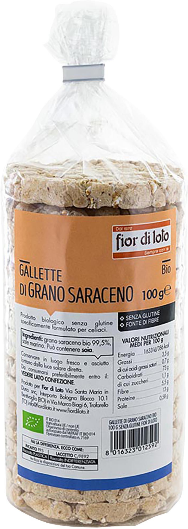 FIOR DI LOTO Gallette Di Grano Saraceno Biologiche 100 Grammi 