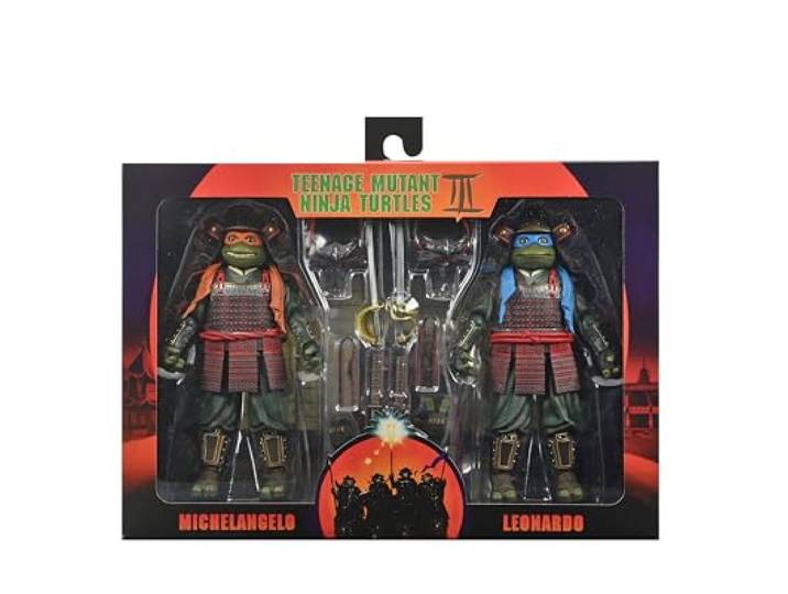 NECA Teenage Mutant Ninja Turtles 3 (Film) – Turtles in Time, Actionfiguren im Maßstab 1:7, Leonardo & Michelangelo, 2er-Pack
