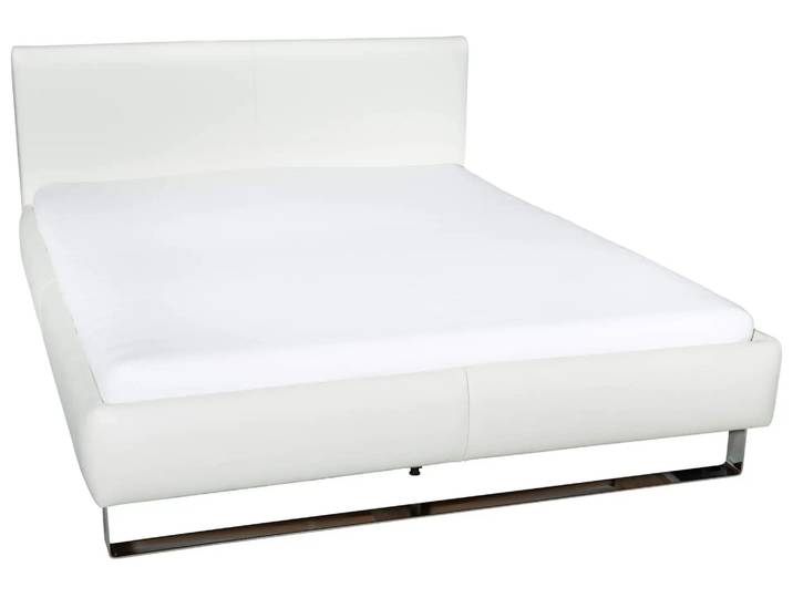 Bett ck Plaisir, Metallbügel, Leder Weiss, Liegefläche 160x200 cm