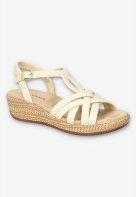 Women's Lua Wedge Sandal by Easy Street in Bone (Size 9 M)