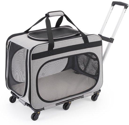 QuickShopping - Extra großer Haustierträger mit abnehmbaren Rädern, rollender Hundeträger mit Teleskopgriff, faltbarer Reiseträger für Katzen