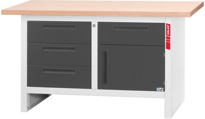 HOLEX Etabli avec 4 tiroirs et 1 porte battante, Long. plan de travail : 1500 mm (929510 1500)