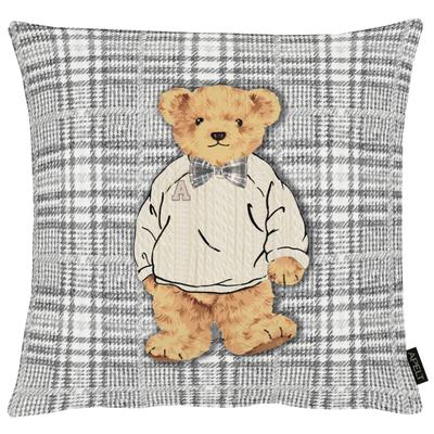 Dekokissen APELT "Bruno", grau (grau, natur, bedruckt), B:46cm H:0,5cm L:46cm, Polyester, Dekokissen_Sitzkissen_Kissenhüllen