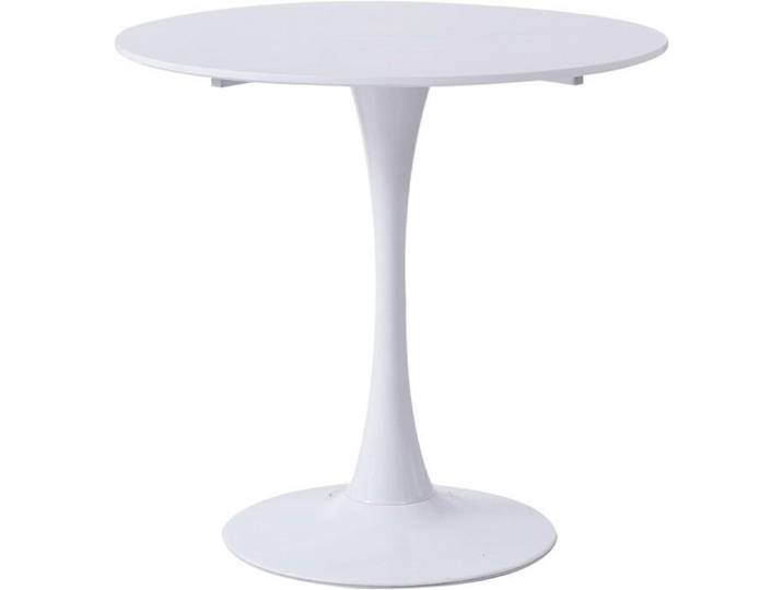 BenyLed Table de Salle à Manger Ronde 80cm Table de Salle à Manger avec Bureau en MDF et Piédestal Blanc