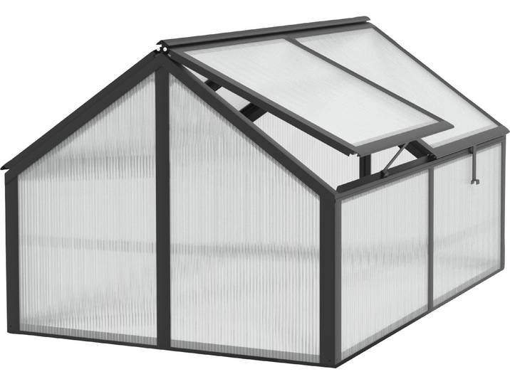 Frühbeet VITAVIA Zola , schwarz, B:89cm H:71,3cm T:124,3cm, Pflanzgefäße, Frühbeet, BxTxH: 89x124x71 cm, HKP 4mm, schwarz