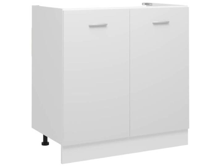 fsahslih Spülenunterschrank Lyon Weiß 80x46x81,5 cm Holzwerkstoff Praktischer Küchenunterschrank mit zwei Schwenktüren für Töpfe und Geschirr in der Küche oder kleinen Wohnung.