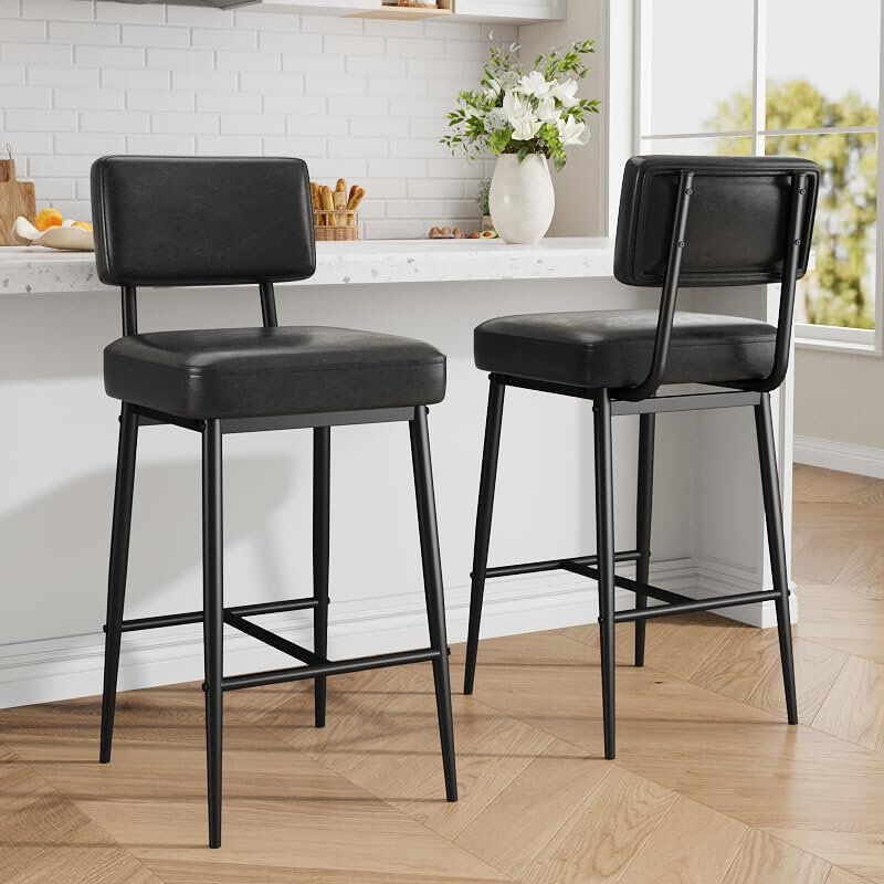 17 Stories Counter Stool with Metal Frame Black 93.5cm H X 46cm W X 49.5cm D