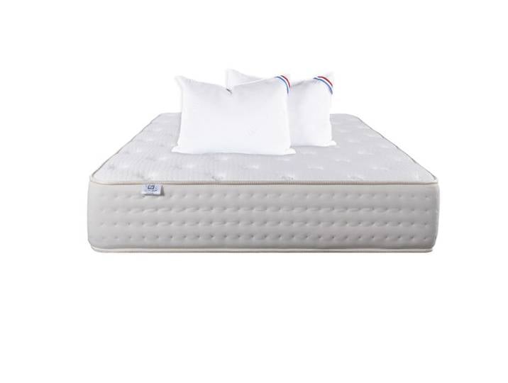 Matelas 160x200 cm Purlux 26cm latex indépendance du couchage face été/hiver + 2 Oreillers