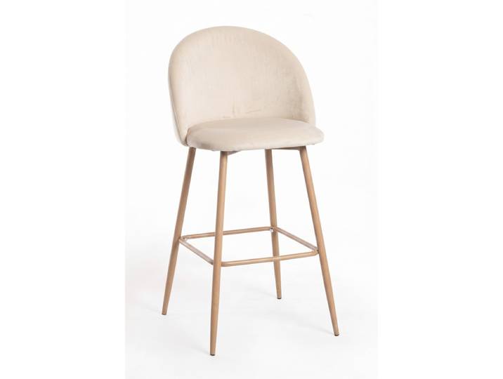 6er Set Vint Samt Hocker - Beige