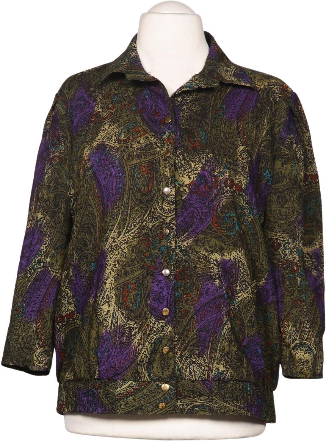 Peter Hahn Damen Bluse, Mehrfarbig, Kurz-Gr. EU 22, Schurwolle - Second Hand