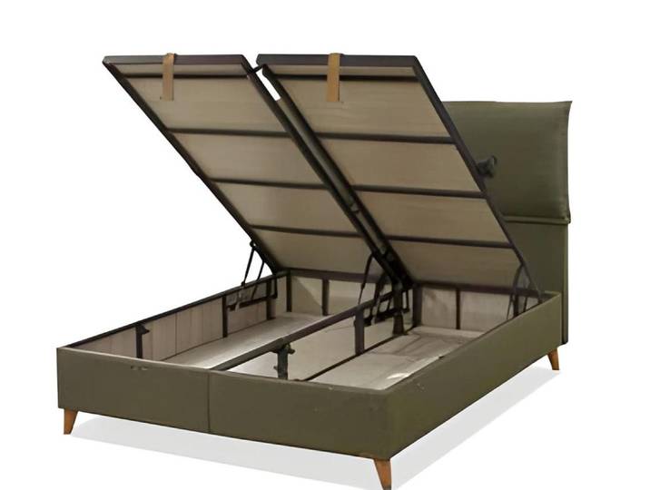 JVmoebel Polsterbett Modernes grünes Bett aus Holz und Textil mit minimalistischen Design, Made in Europe