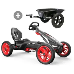 BERG Rally APX Red 2.0 Pedal-Gokart, 3-Gang-Schaltung mit Anhänger