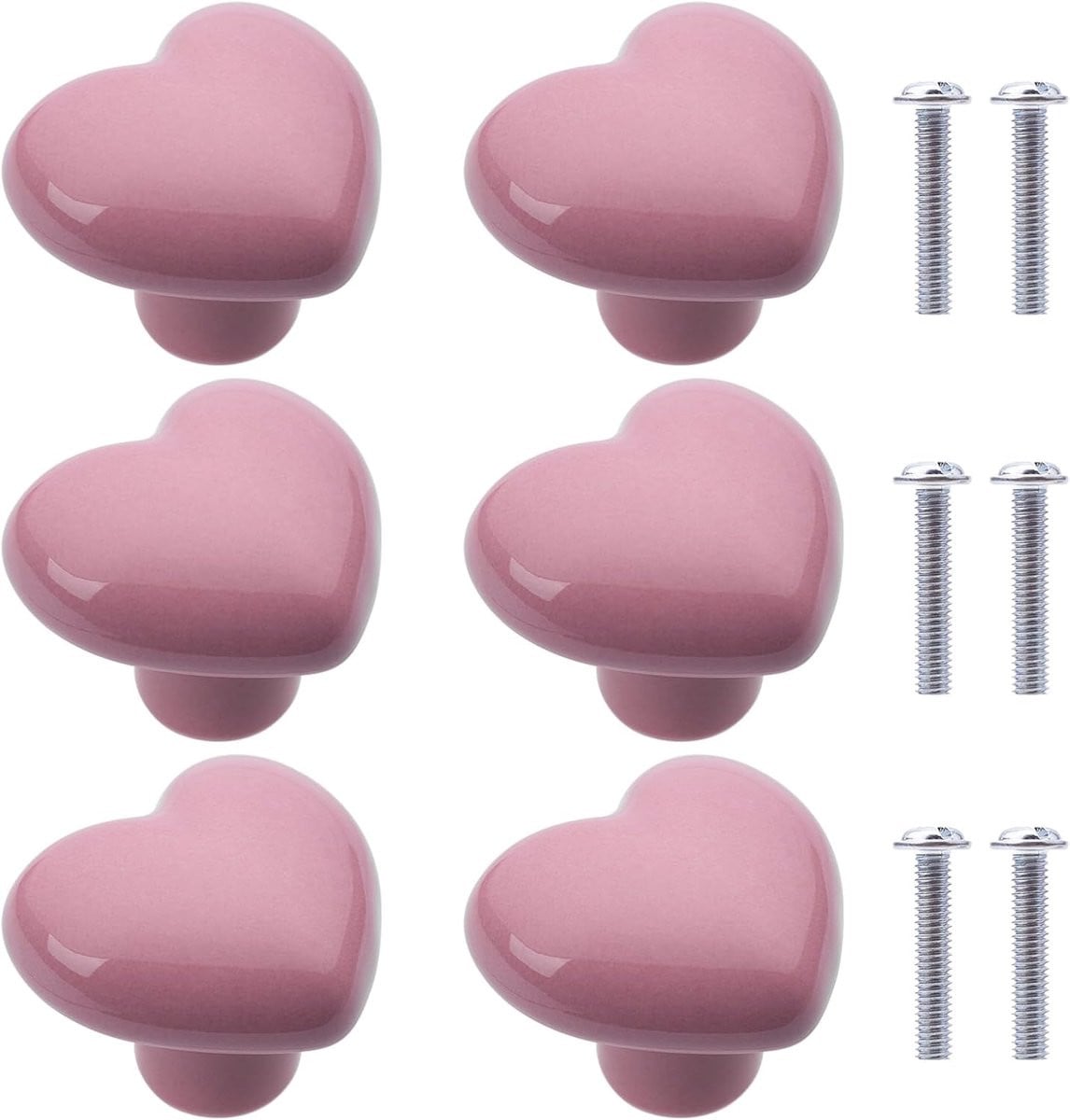 Keramische kastknoppen in hartvorm, roze handgrepen voor de kinderkamer of keuken