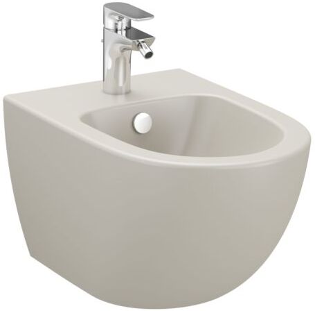 VitrA Sento Wand-Bidet 4338B020-1046 36,5x54cm, mit Überlauf, 1 Hahnloch mittig, taupe matt