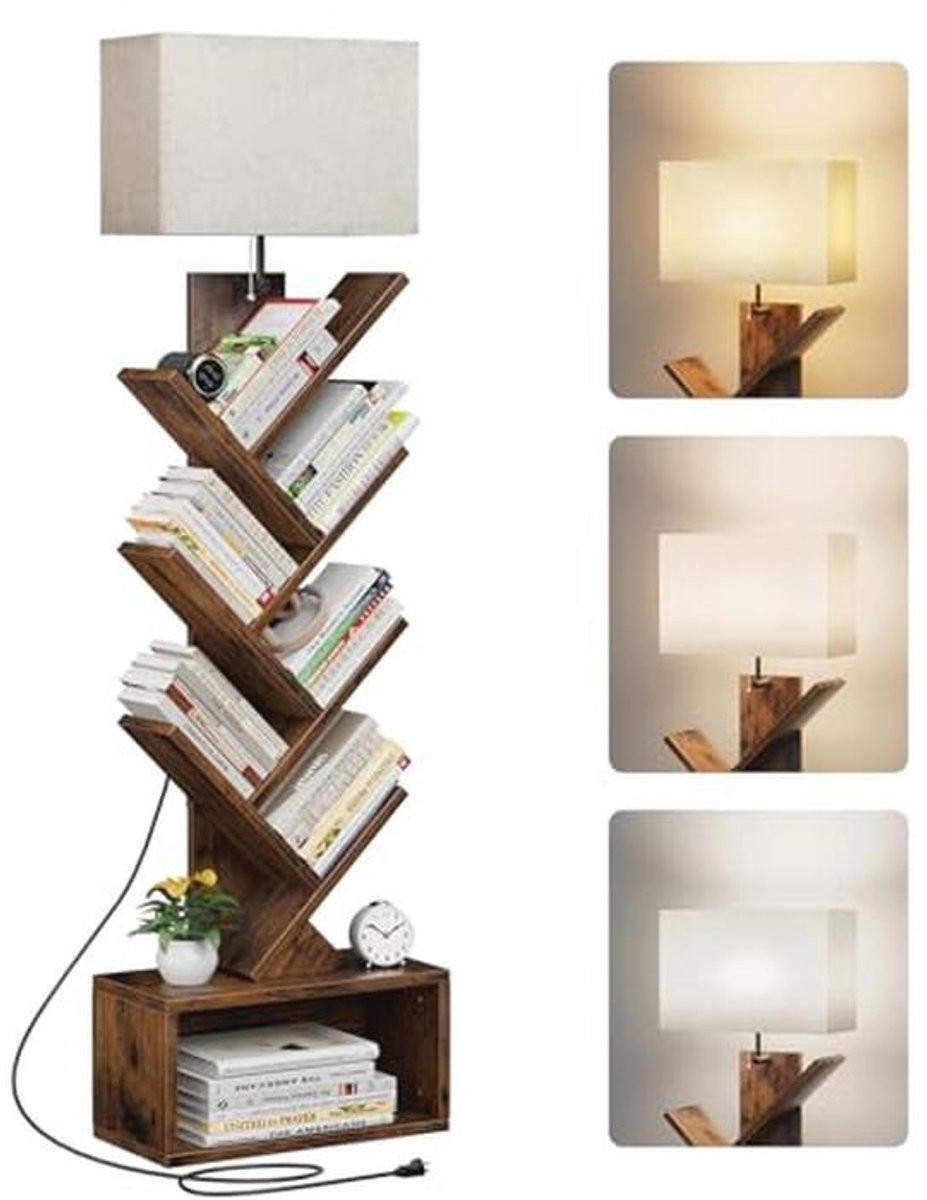 Wandgemonteerde Boekenplank met 6 Niveaus en Geïntegreerde Verlichting