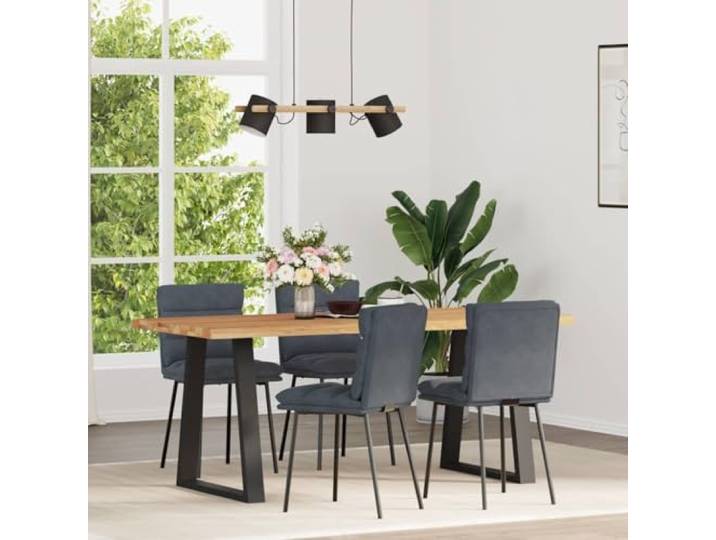 HGPOTUY Esszimmerstühle 4 STK. Dunkelgrau Samt Metall-Holz-Gestell, Dicke Schaumstoffpolsterung, Vielseitig für Esszimmer, Wohnzimmer