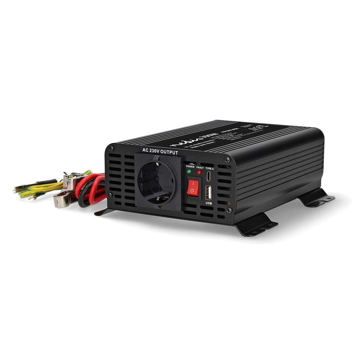 Nedis Power Inverter Reine Sinus-Wellen - Eingangsspannung: 12 V DC - Geräteausgangsanschluss: Type (PIP30012FBK)