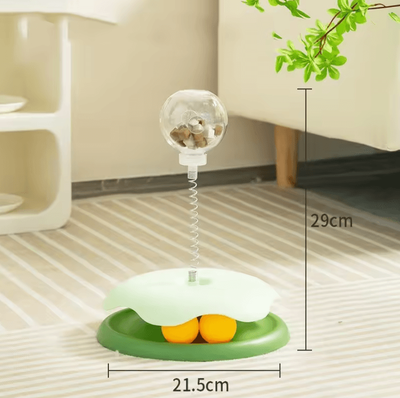Inspire Curations Interactive Slow Feed Cat Toy With Spring Track Ball Roller green