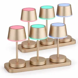 6x RGBW LED Tischlampen Innen Außen Touchdimmer Champagner Feuer-Effekt Fernbedienung IP54 dimmbar