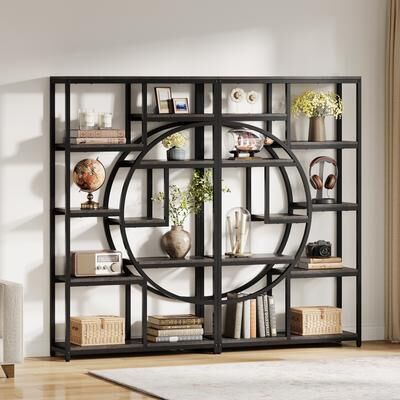 Bluebell Bookshelf Industrial 5 Tier Etagere Bookcase, Freestanding Tall Bookshelves
