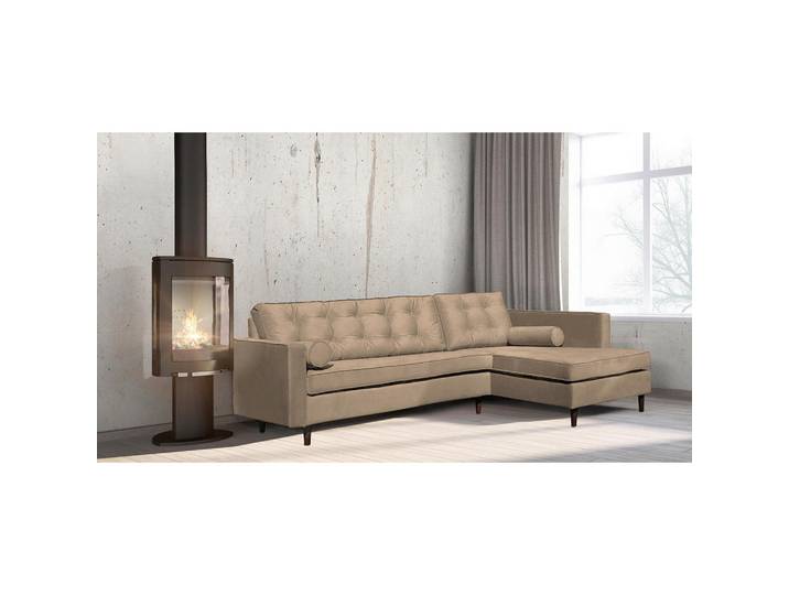 P & B Ecksofa Vancouver, Hellbraun, Holz, Buche, 4-Sitzer, Füllung: Komfortschaum, Silikon, Ottomane rechts, L-Form, 240x169 cm, Wohnzimmer, Sofas & Couches, Wohnlandschaften, Ecksofas