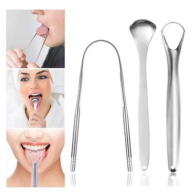 3 Stück/Set Edelstahl Zungenschaber Metall Zungenreiniger wiederverwendbar Umweltfreundliche Zungenbürste für frischen Atem