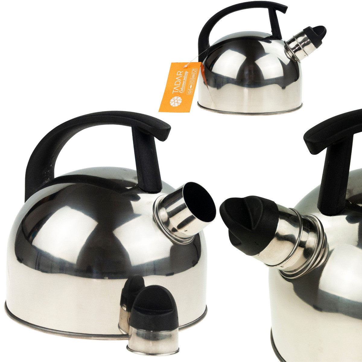 Martom RVS waterkoker met fluit voor inductie- en gasfornuizen, 1,5 liter, Zilver