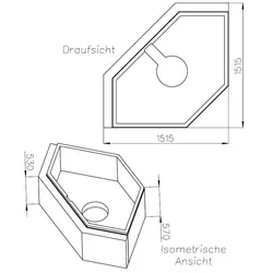 Neuesbad Wannenträger für RIHO Winnipeg 145x145 mit Ablage Fünfeck SW14436A