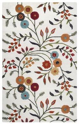 Alora Decor Cascade Neutral Ivory Floral Hand-tufted Wool Blend Rug