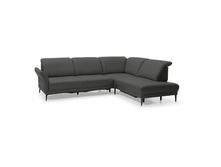 Musterring MR 1350 Ecksofa in Leder inkl. Kopfteilverstellung und optionalen Funktionen - Echtleder Torro anthrazit - ohne Komfort-Funktionsset - rechts manuelle Armteilverstellung, automatische Fußteilverstellung, automatische Sitztiefenverstellung, manuelle Kopfteilverstellung, manuelle Sitztiefenverstellung Modern, Zeitlos