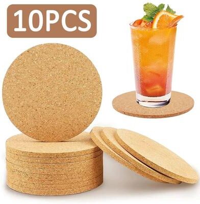 Uplifted Finds 10PCS Natural Cork Coaster Set   Premium Round & Square Wooden Cup Mat For High Performance Table Decor 5 Pcs