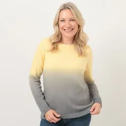 DENIM & CO. Pullover Rundhalsausschnitt Farbverlauf figurumspielend