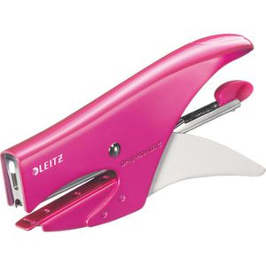 Leitz Heftzange 55311123, WOW, aus Metall, pink metallic, geschlossene Heftung, Heftleistung bis 15 Blatt