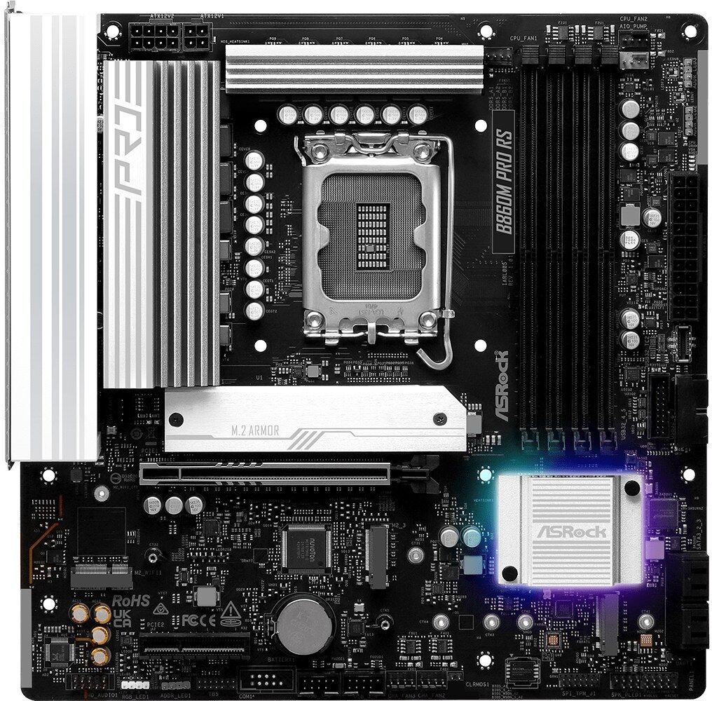 ASRock B860M Pro RS Intel B860 LGA 1851 (Socket V1) DDR5 micro ATX Motherboard