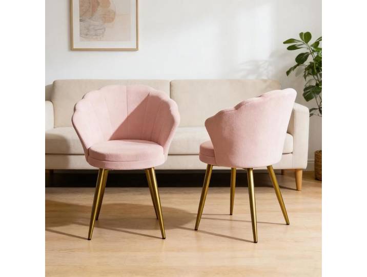 SUPFINE 2pcs Fauteuils en Velours ave Dossier Chaises Coiffeuse Rose Fauteuil Salon Confortable pour Salon Chambre Coiffeuse