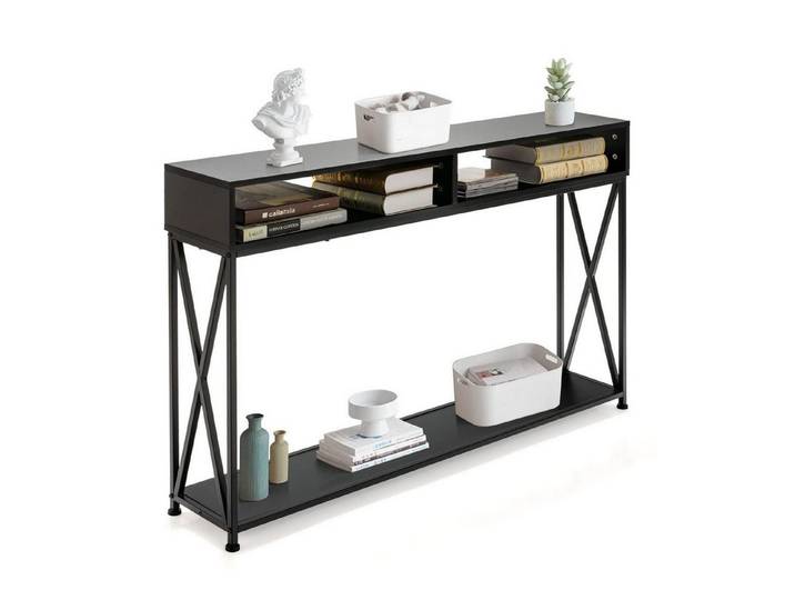 LuxusKollektion Konsolentisch Konsolentisch schmal X-Rahmen 120cm schwarz (1-St)