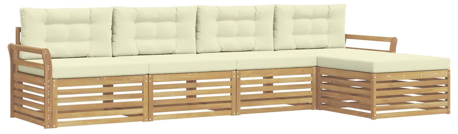 Garnitur aus 5 Outdoor-Sofas, weiß und cremefarben